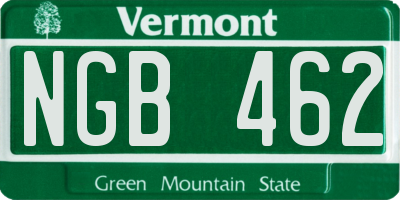 VT license plate NGB462