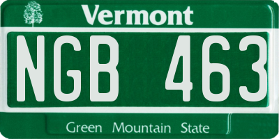 VT license plate NGB463