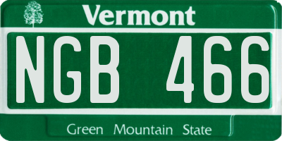 VT license plate NGB466