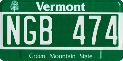 VT license plate NGB474