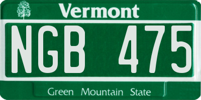 VT license plate NGB475