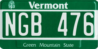 VT license plate NGB476