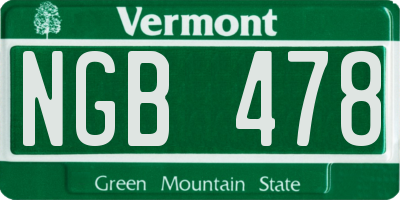 VT license plate NGB478