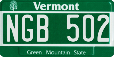 VT license plate NGB502