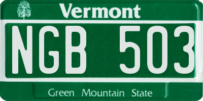 VT license plate NGB503