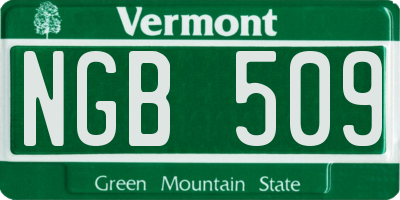 VT license plate NGB509