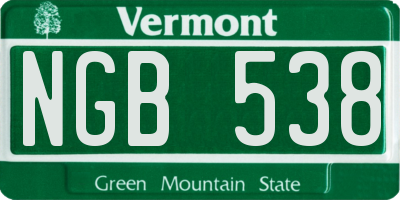 VT license plate NGB538