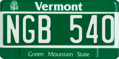 VT license plate NGB540