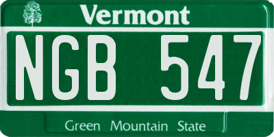 VT license plate NGB547
