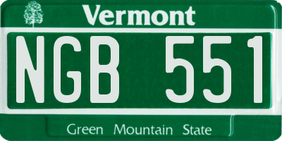 VT license plate NGB551