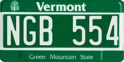 VT license plate NGB554
