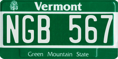 VT license plate NGB567