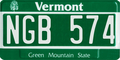 VT license plate NGB574