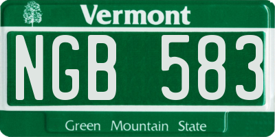 VT license plate NGB583