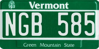 VT license plate NGB585