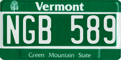 VT license plate NGB589