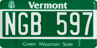 VT license plate NGB597