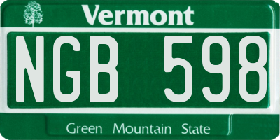 VT license plate NGB598