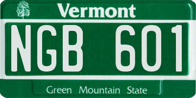 VT license plate NGB601