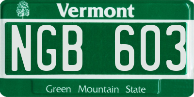 VT license plate NGB603