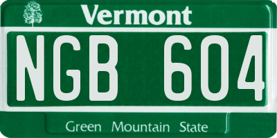 VT license plate NGB604
