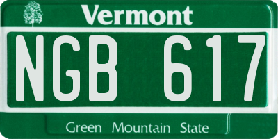 VT license plate NGB617