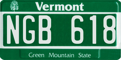 VT license plate NGB618