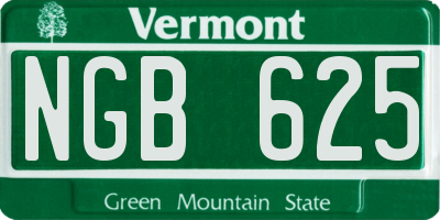 VT license plate NGB625