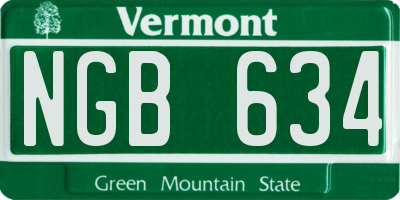 VT license plate NGB634