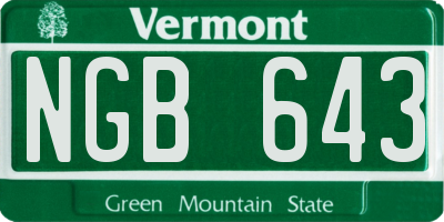 VT license plate NGB643