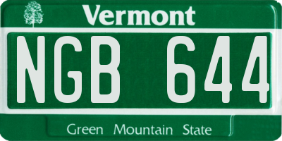 VT license plate NGB644