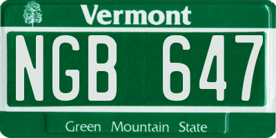 VT license plate NGB647
