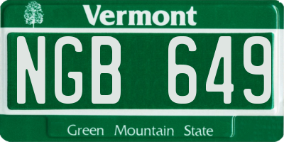 VT license plate NGB649