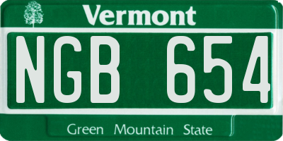 VT license plate NGB654