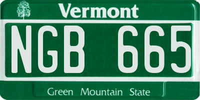 VT license plate NGB665