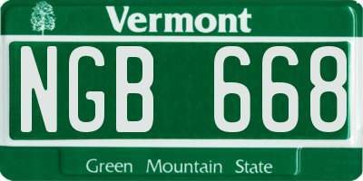 VT license plate NGB668