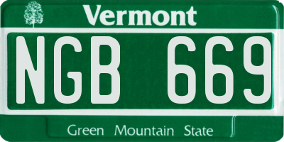 VT license plate NGB669