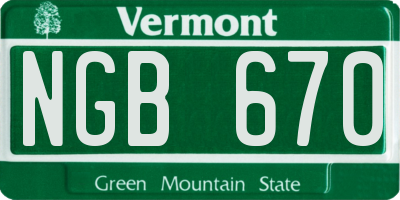 VT license plate NGB670