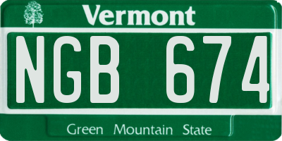 VT license plate NGB674