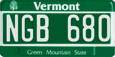 VT license plate NGB680