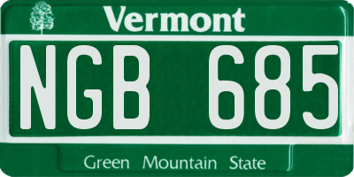 VT license plate NGB685