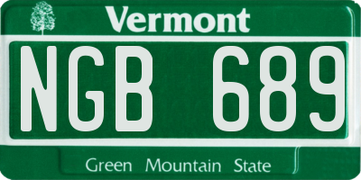 VT license plate NGB689