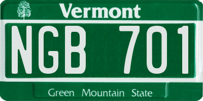 VT license plate NGB701