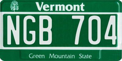 VT license plate NGB704