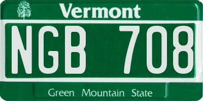 VT license plate NGB708