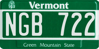VT license plate NGB722