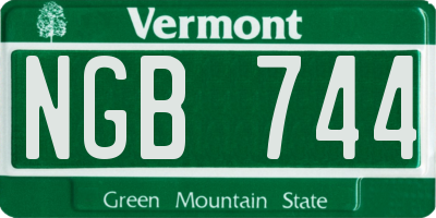 VT license plate NGB744