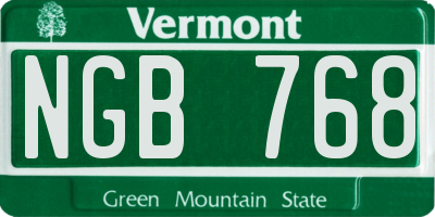 VT license plate NGB768