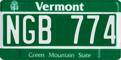 VT license plate NGB774