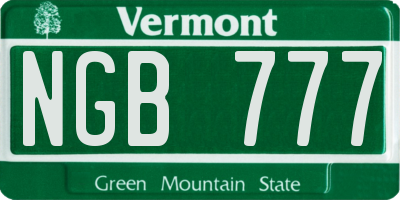 VT license plate NGB777